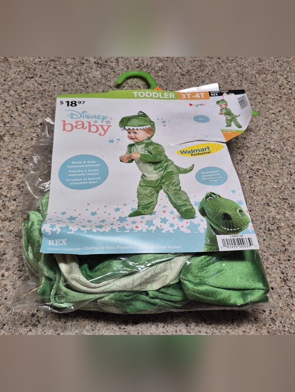 Disney Baby Toy Story Rex Dinosaur Costume Toddler Size 3T-4T 3-Piece NWT/Open